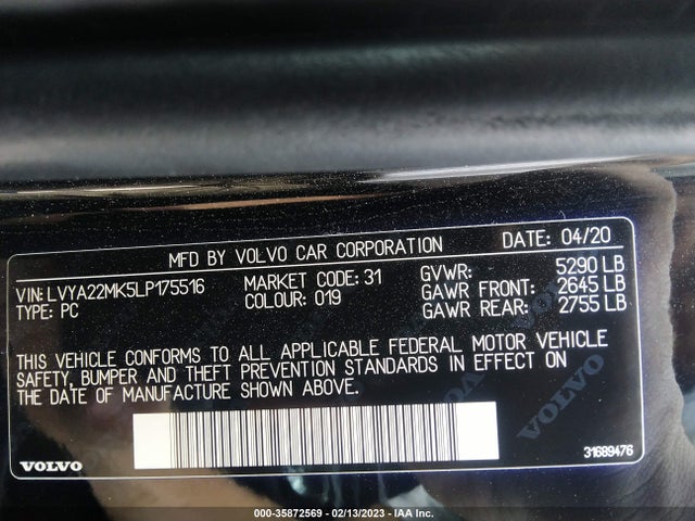 2020 Volvo S90, VIN: LVYA22MK5LP175516