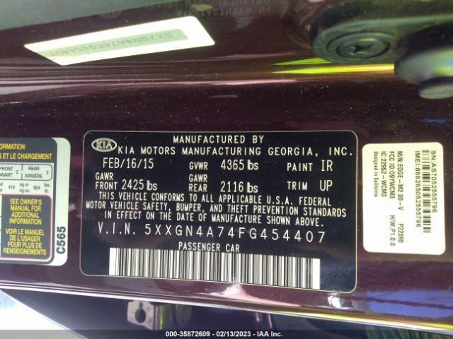 5XXGN4A74FG454407 KIA OPTIMA EX