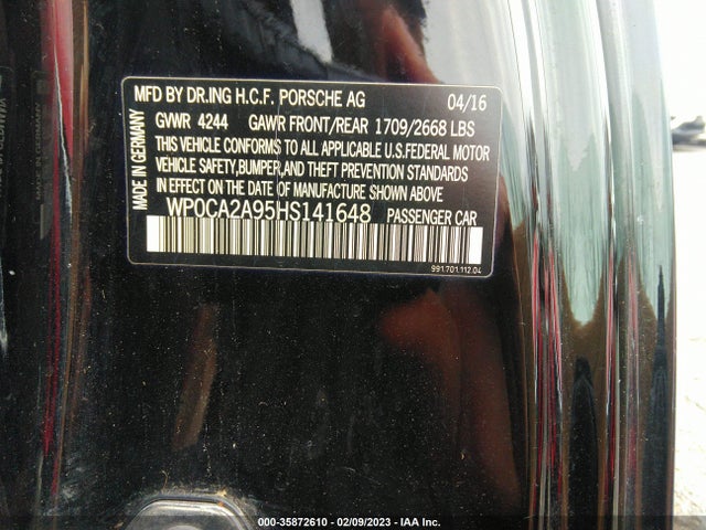 2017 Porsche 911, VIN: WP0CA2A95HS141648