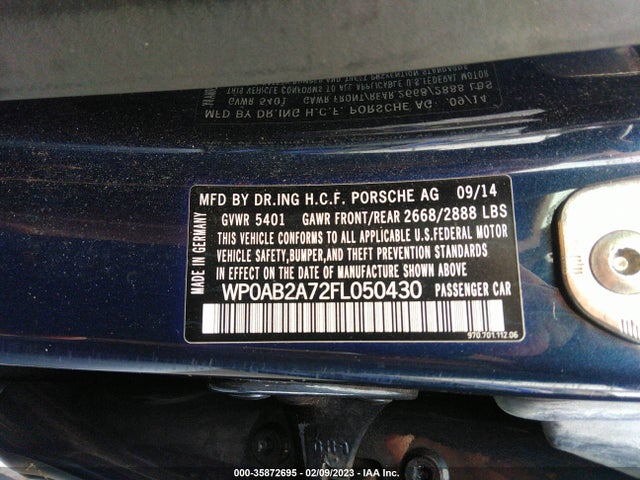 2015 Porsche Panamera, VIN: WP0AB2A72FL050430