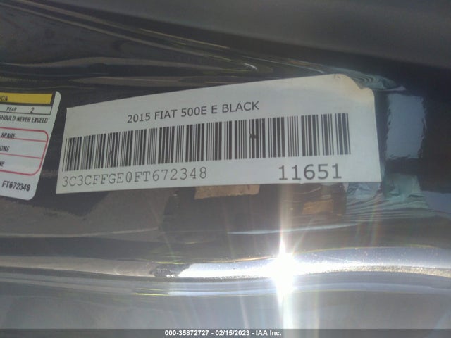 2015 Fiat 500e, VIN: 3C3CFFGE0FT672348