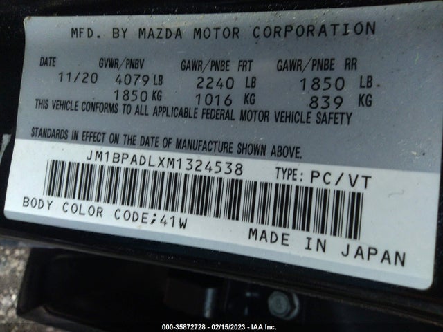 2021 Mazda 3, VIN: JM1BPADLXM1324538