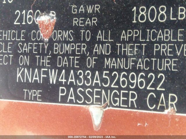 KNAFW4A33A5269622 KIA FORTE SX