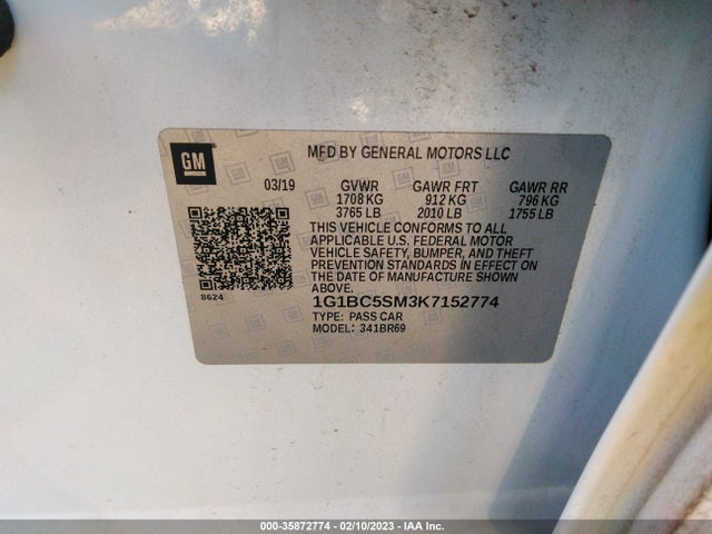 Chevrolet CRUZE LS 2019 1G1BC5SM3K7152774 Image 9