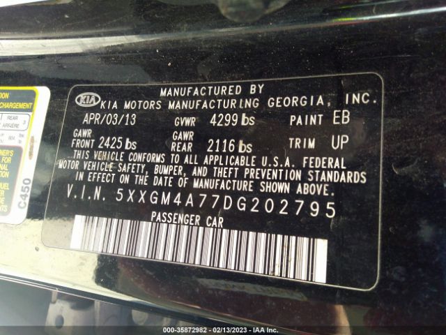 5XXGM4A77DG202795 KIA Optima Lx