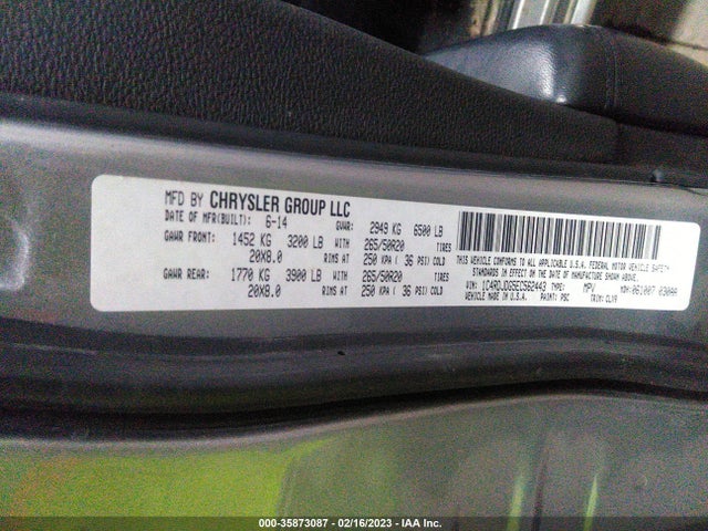 Dodge DURANGO LIMITED 2014 1C4RDJDG5EC562443 Image 9