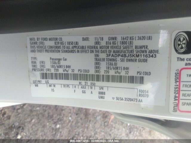 3FADP4BJ5KM116343 Ford FIESTA SE