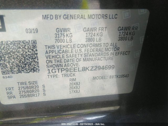 1GTP9EEL8KZ294699 GMC Sierra 1500 At4