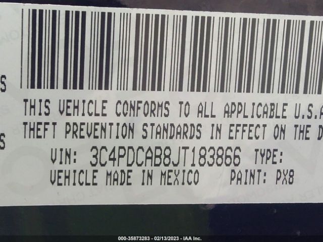 3C4PDCAB8JT183866 Dodge JOURNEY SE