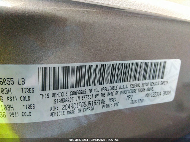 Chrysler Pacifica Touring Plus 2018 2C4RC1FG9JR187108 Image 9