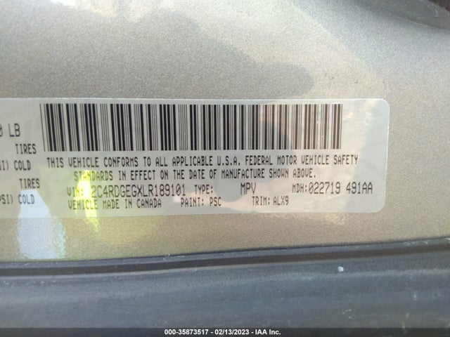 2020 Dodge Grand Caravan, VIN: 2C4RDGEGXLR189101