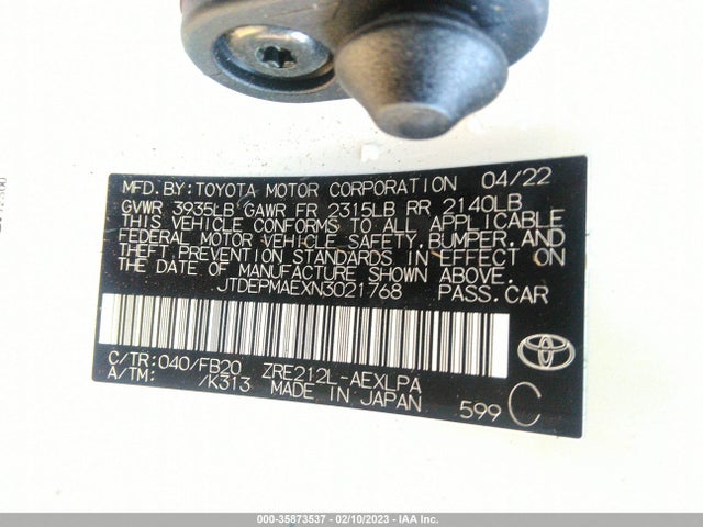Toyota COROLLA LE 2022 JTDEPMAEXN3021768 Image 10