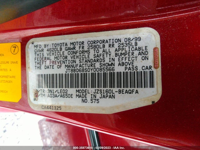 Lexus GS 300 2000 JT8BD68S0Y0085566 Image 10