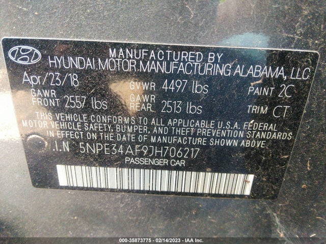 Hyundai Sonata 2018 5NPE34AF9JH706217 Image 9