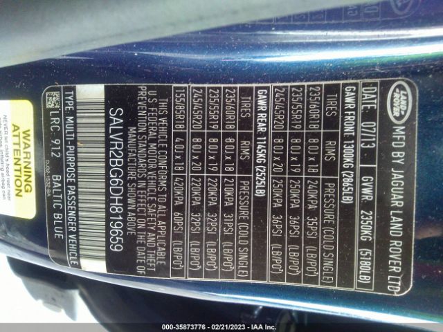 SALVR2BG6DH819659 Land Rover Range Rover Evoque Pure Premium