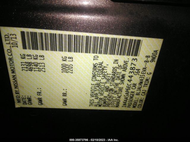 1N4AA5AP6EC443873 Nissan Maxima 3.5 Sv W/premium Pkg
