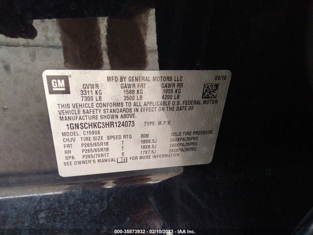 Chevrolet Suburban Lt 2017 1GNSCHKC3HR124073 Image 10