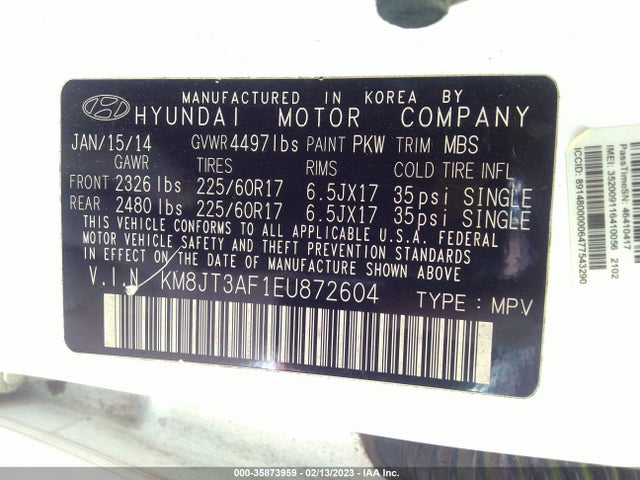 Hyundai TUCSON GLS 2014 KM8JT3AF1EU872604 Image 11