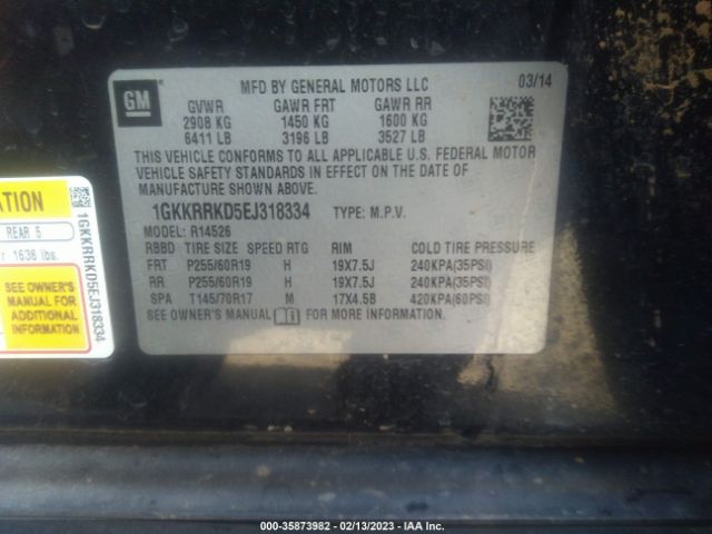 1GKKRRKD5EJ318334 GMC ACADIA SLT