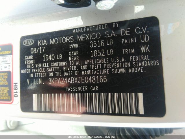 3KPA24ABXJE048166 KIA RIO S