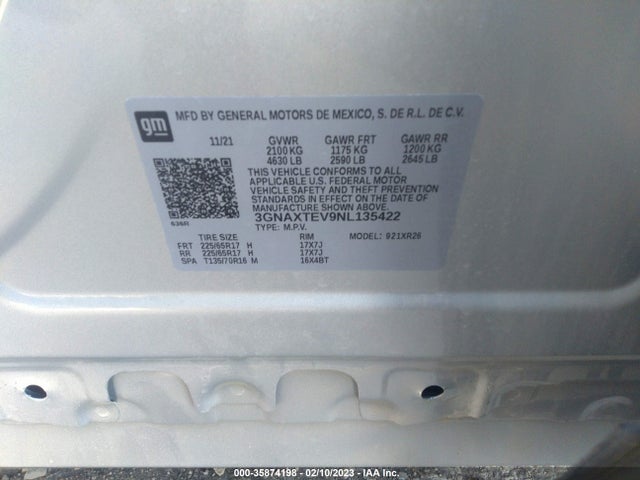 Chevrolet EQUINOX LT 2022 3GNAXTEV9NL135422 Image 9
