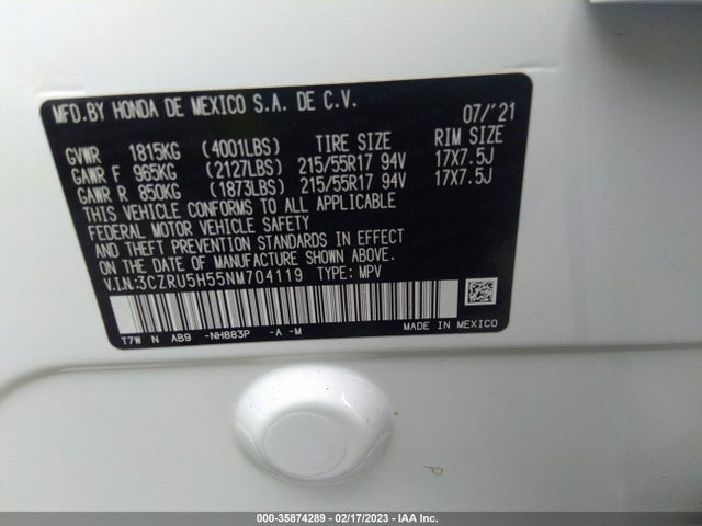 Honda HR-V EX 2022 3CZRU5H55NM704119 Image 10