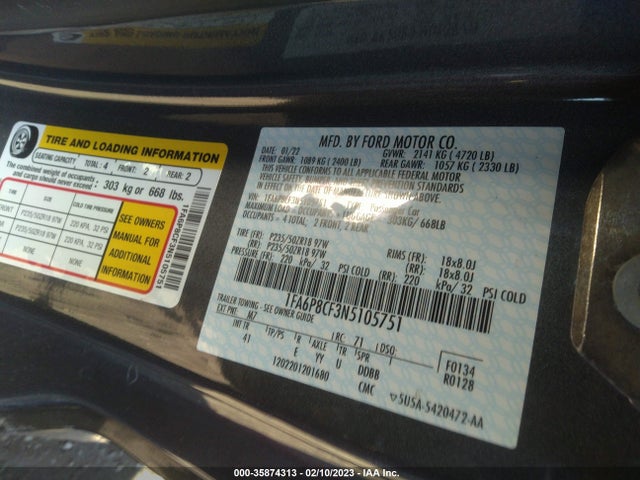 2022 Ford Mustang, VIN: 1FA6P8CF3N5105751
