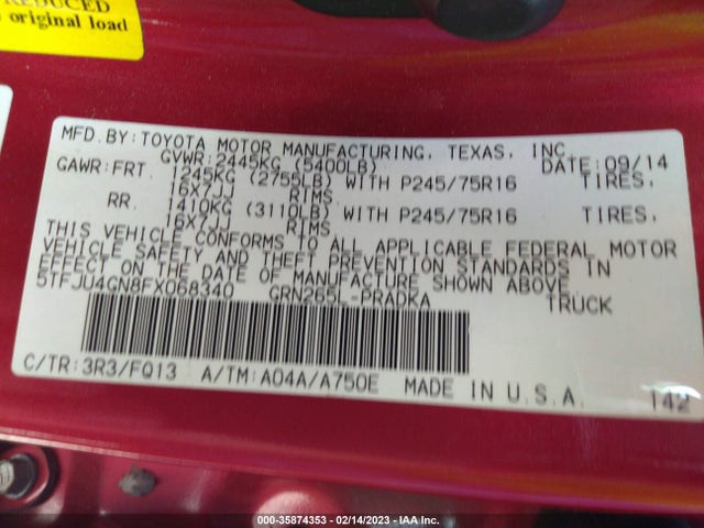 Toyota Tacoma Prerunner 2015 5TFJU4GN8FX068340 Image 10