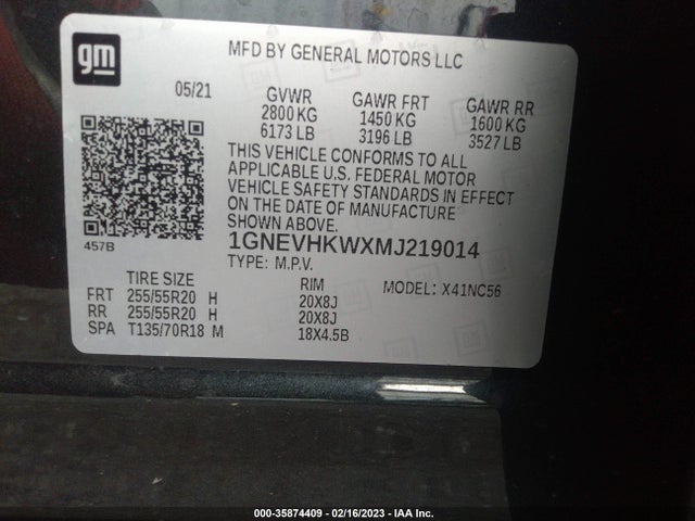 2021 Chevrolet Traverse, VIN: 1GNEVHKWXMJ219014