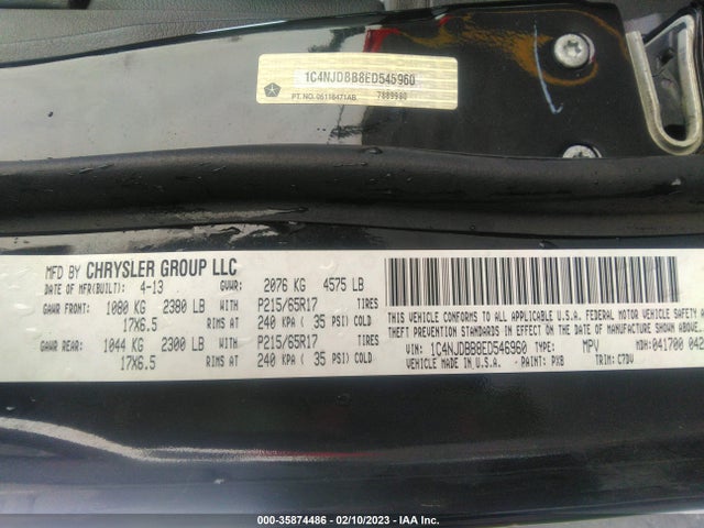 Jeep Compass Sport 2014 1C4NJDBB8ED546960 Image 10