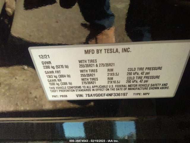 7SAYGDEF4NF336197 Tesla Model Y