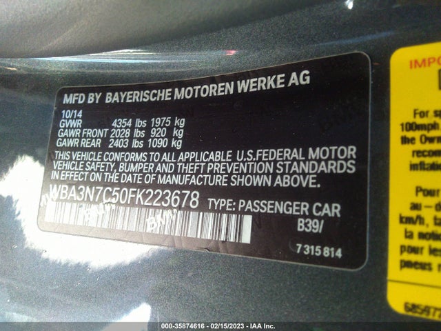 BMW 4 Series 428i 2015 WBA3N7C50FK223678 Image 9