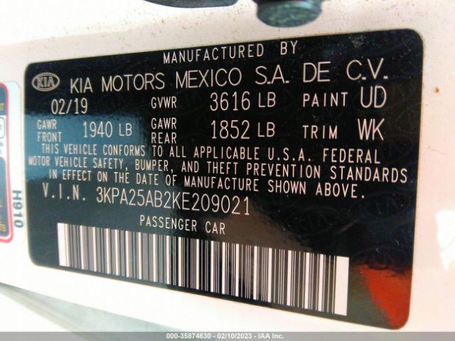 3KPA25AB2KE209021 KIA Rio 5-door S
