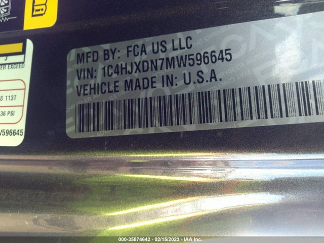 2021 Jeep Wrangler, VIN: 1C4HJXDN7MW596645
