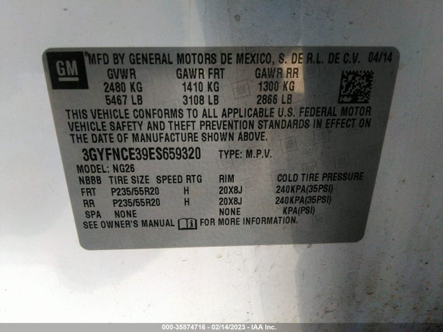 2014 Cadillac SRX, VIN: 3GYFNCE39ES659320