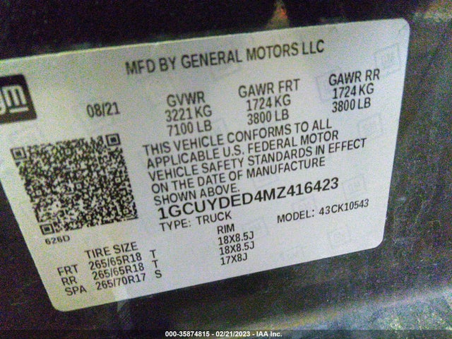 Chevrolet Silverado 1500 Lt 2021 1GCUYDED4MZ416423 Image 9