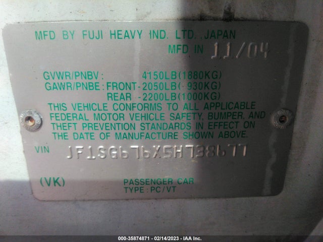 JF1SG676X5H738677 Subaru Forester (natl) Xs L.l. Bean Edition