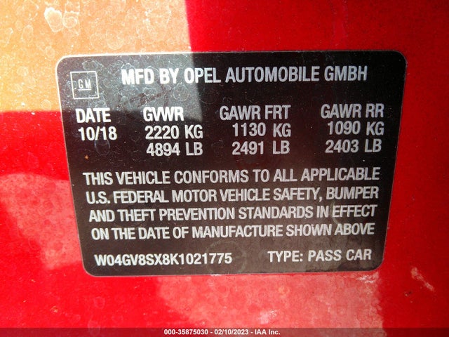 2019 Buick Regal, VIN: W04GV8SX8K1021775