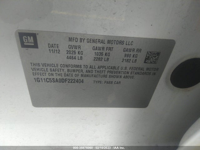 1G11C5SA0DF222404 Chevrolet Malibu