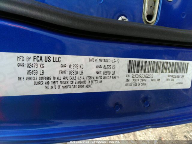2C3CDXGJ7JH225512 Dodge Charger R/t Scat Pack