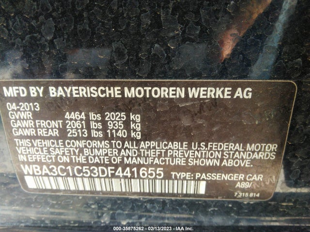 BMW 3 Series 328i 2013 WBA3C1C53DF441655 Image 10