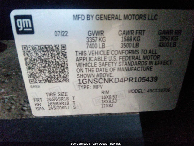 Chevrolet Tahoe Lt 2023 1GNSCNKD4PR105439 Image 10