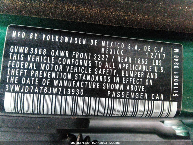 3VWJD7AT6JM713930 Volkswagen Beetle Se