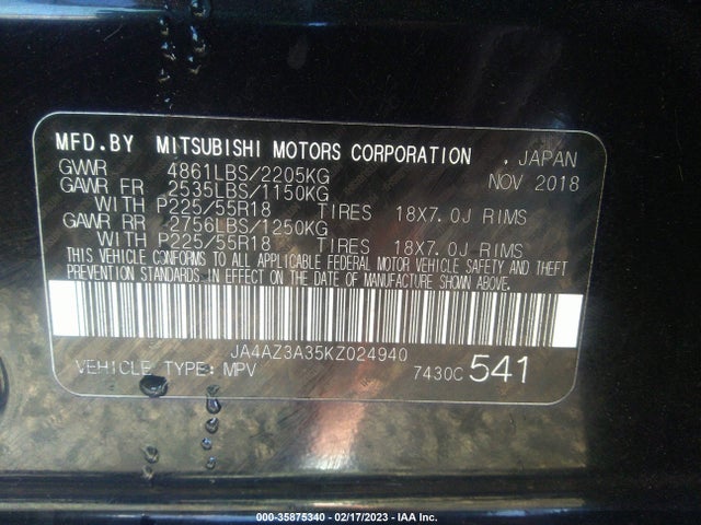 JA4AZ3A35KZ024940 Mitsubishi Outlander Es/se/sel/le