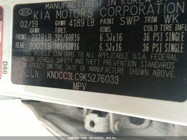 2019 Kia Niro, VIN: KNDCC3LC9K5276033