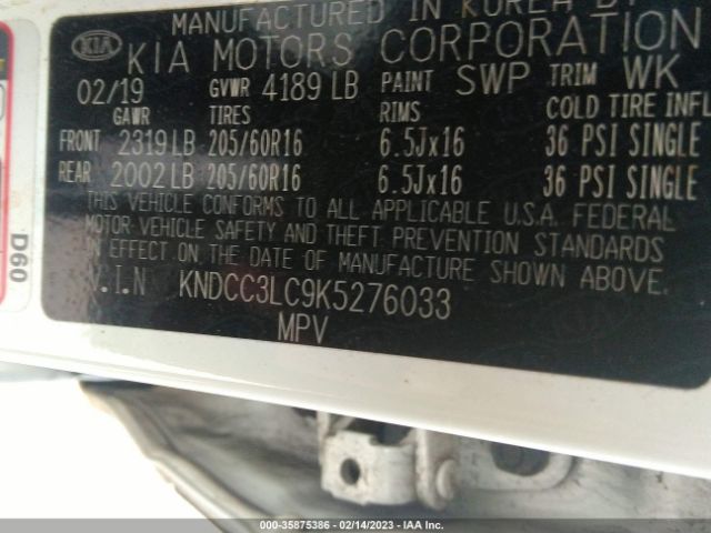 KNDCC3LC9K5276033 KIA NIRO EX
