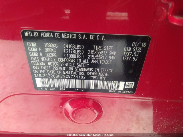 Honda HR-V 2016 3CZRU6H79GM734492 Image 9
