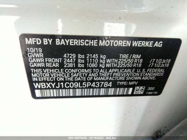 2020 BMW X2, VIN: WBXYJ1C09L5P43784