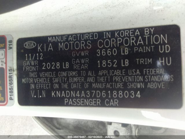 KNADN4A37D6188034 KIA RIO EX