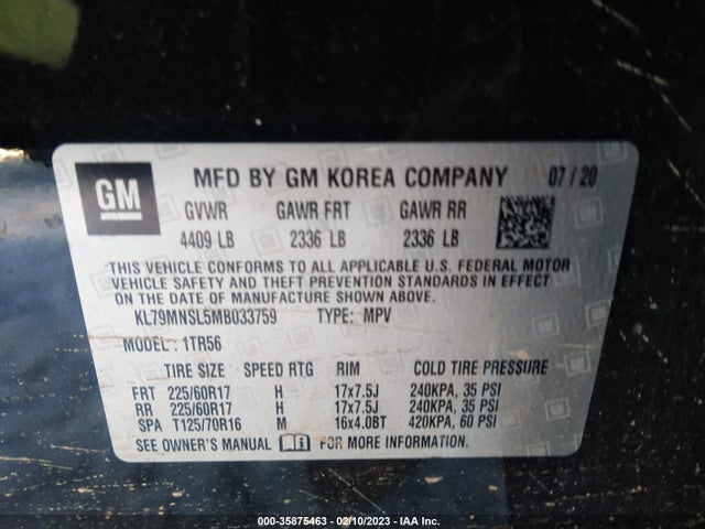 Chevrolet Trailblazer Ls 2021 KL79MNSL5MB033759 Image 9